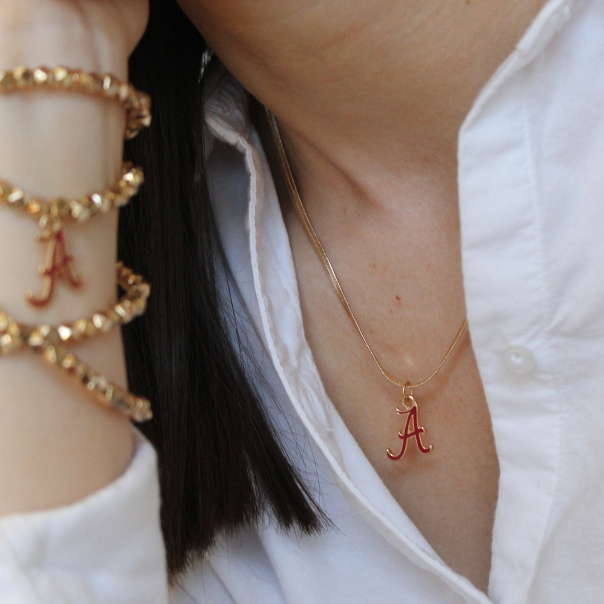 Alabama Gold Stretch Bracelet w/Enamel Logo