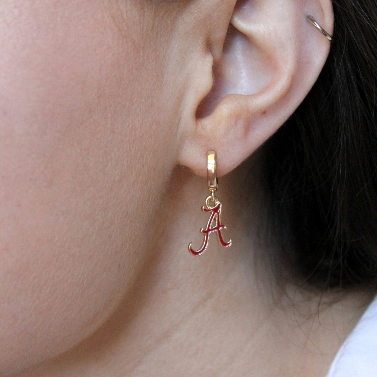 Alabama Huggie Hoop Earrings w/ Enamel Logo