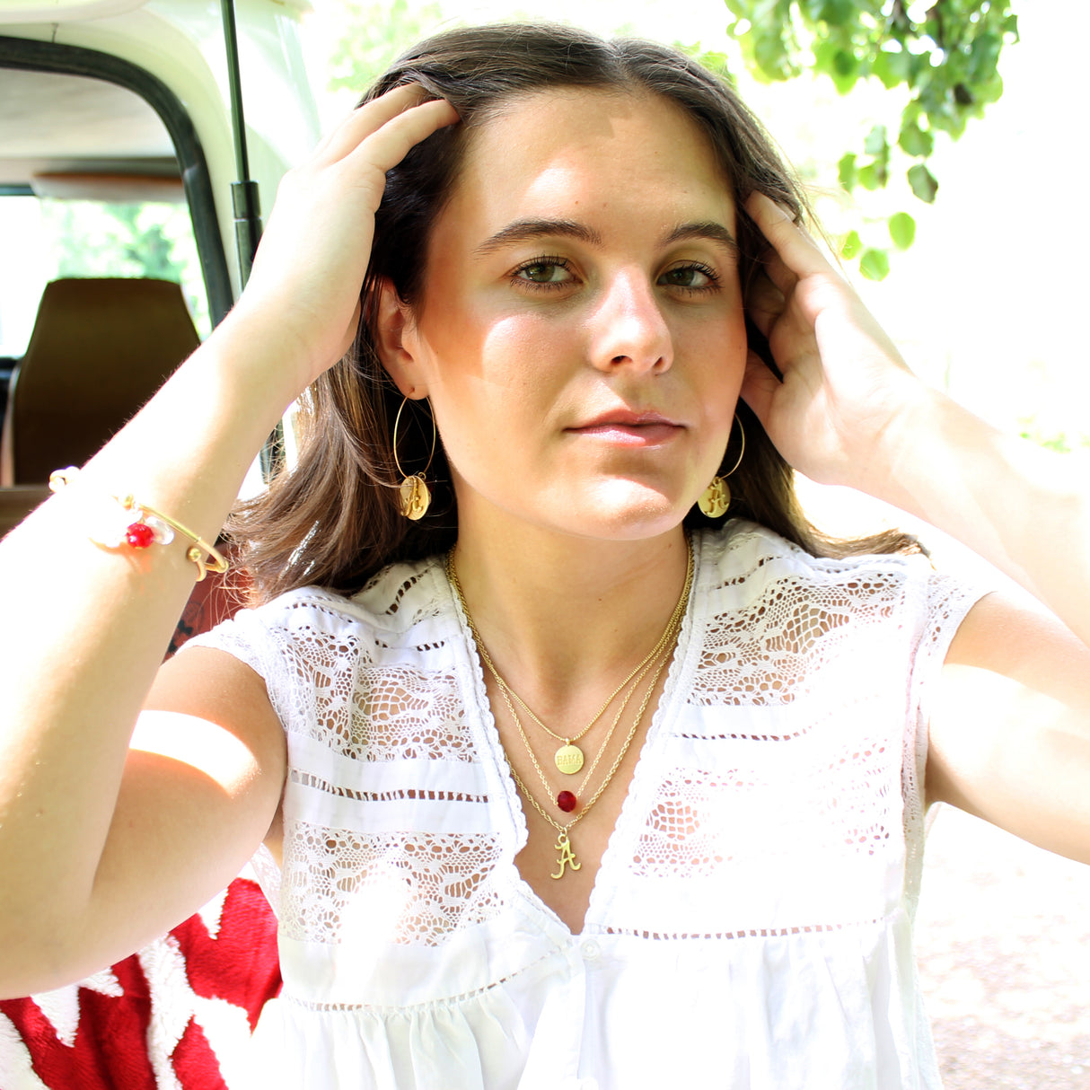 16” - 20” Alabama Matte Gold Logo Trio Necklace Set