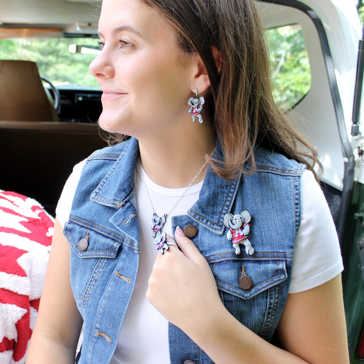 Alabama "Big Al" Crystal Logo Earrings