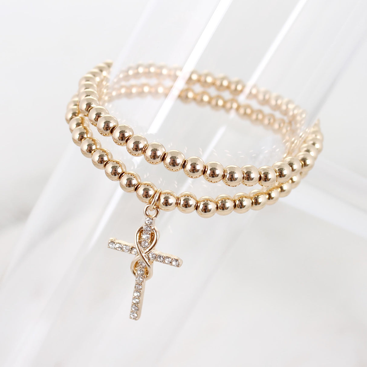 Crystal Infinity Cross Stretch Bracelet