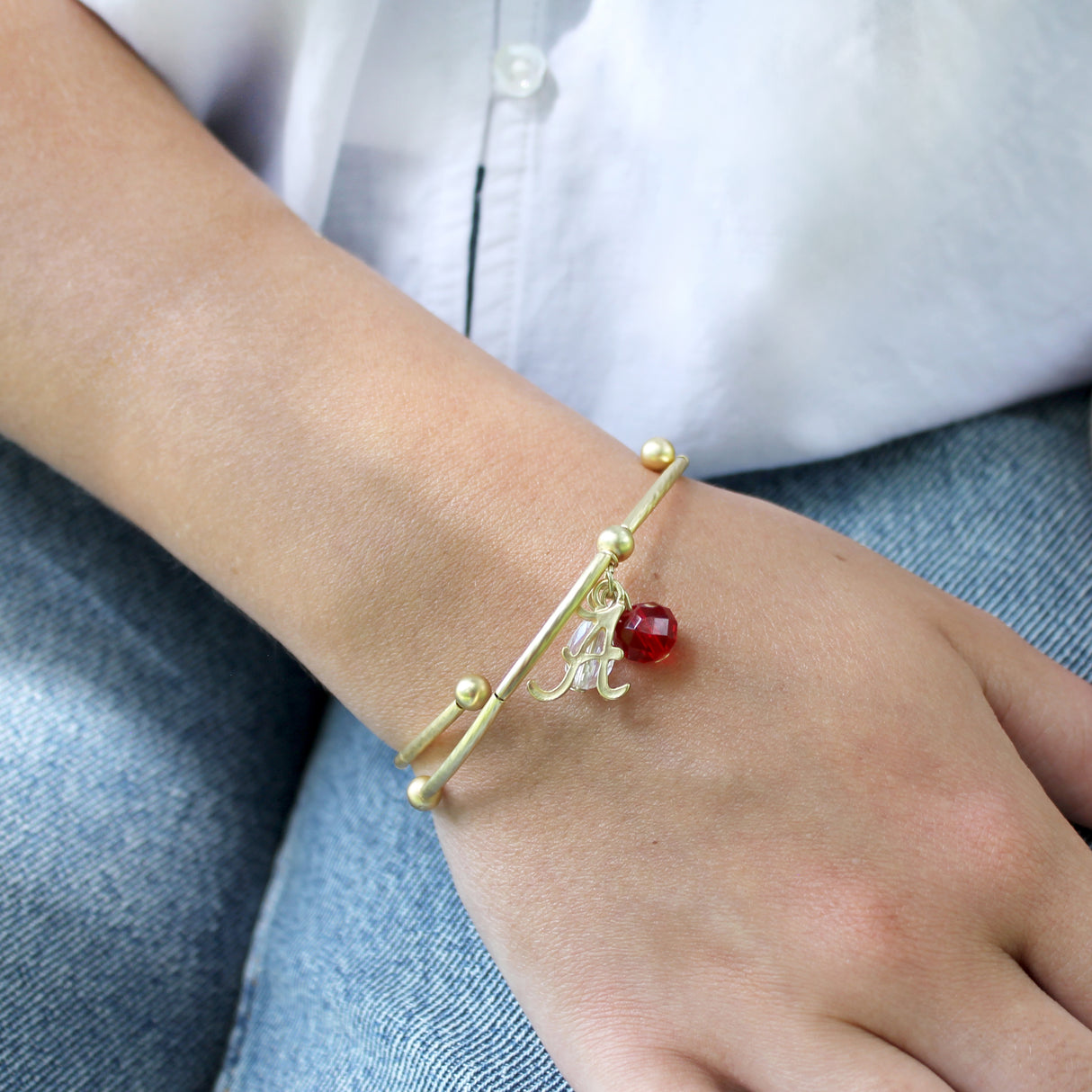 Alabama Matte Gold Logo Bracelet
