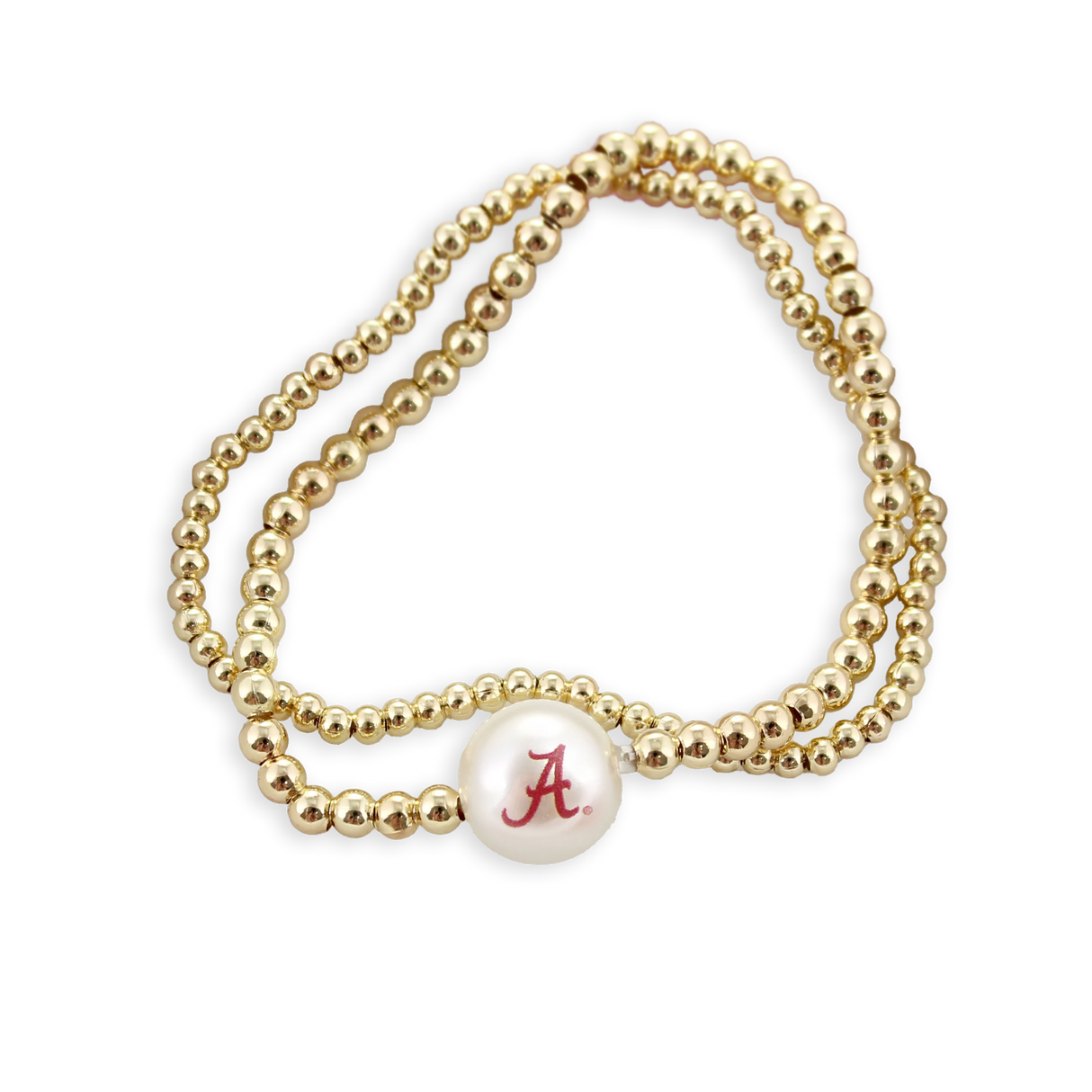 Alabama Gold & Pearl Logo Stretch Bracelet Set