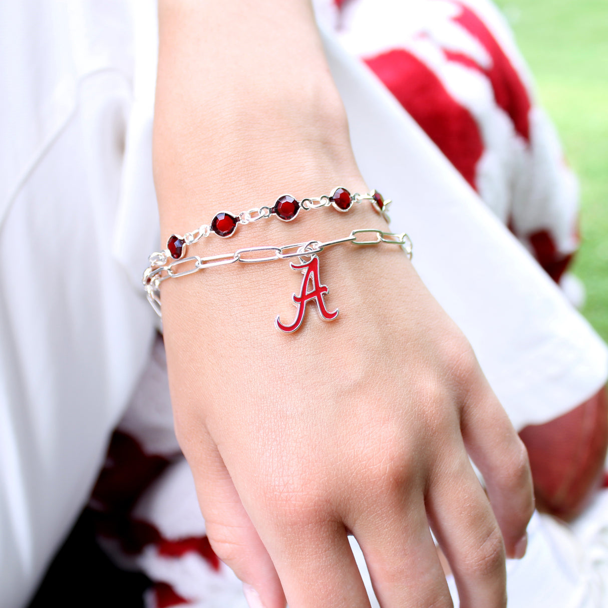Alabama Paperclip Chain & Enamel Logo Bracelet