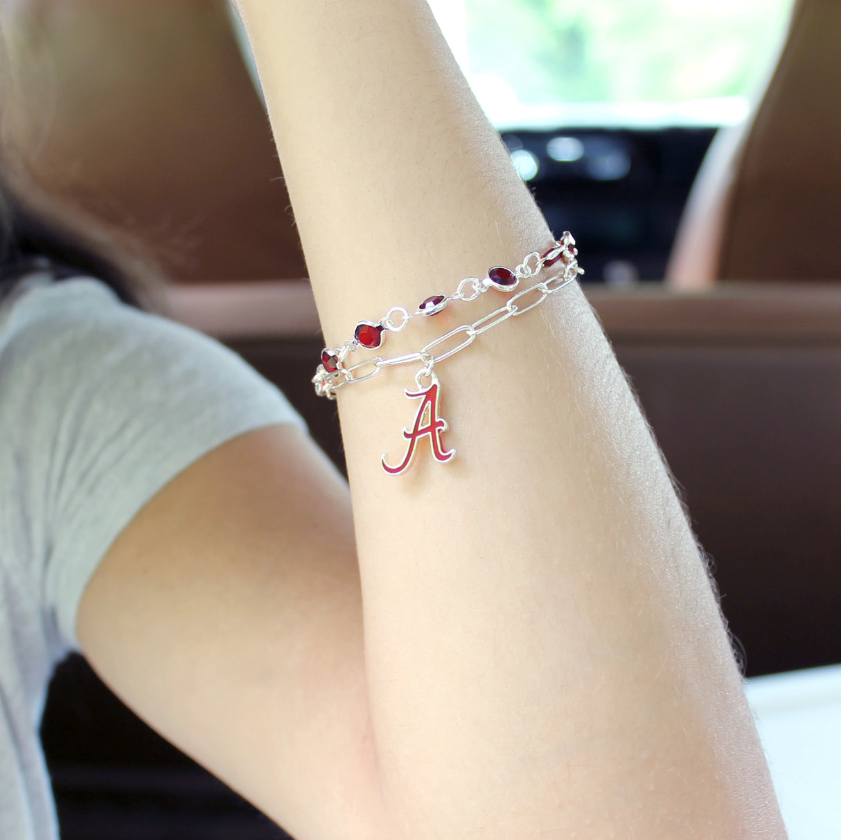 Alabama Paperclip Chain & Enamel Logo Bracelet