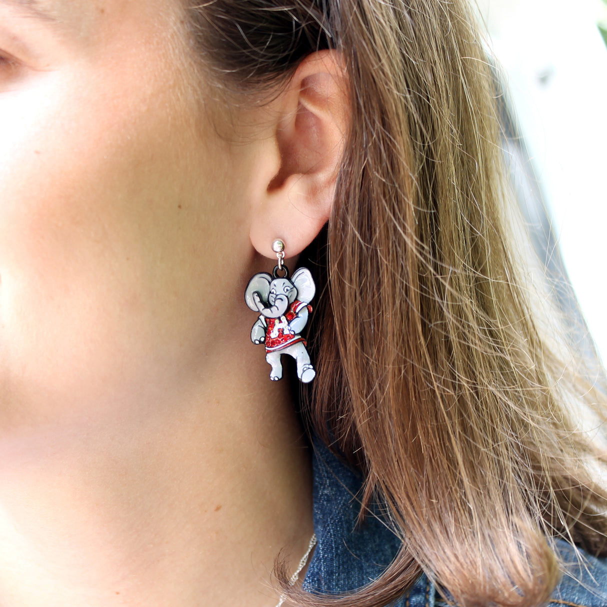 Alabama "Big Al" Crystal Logo Earrings