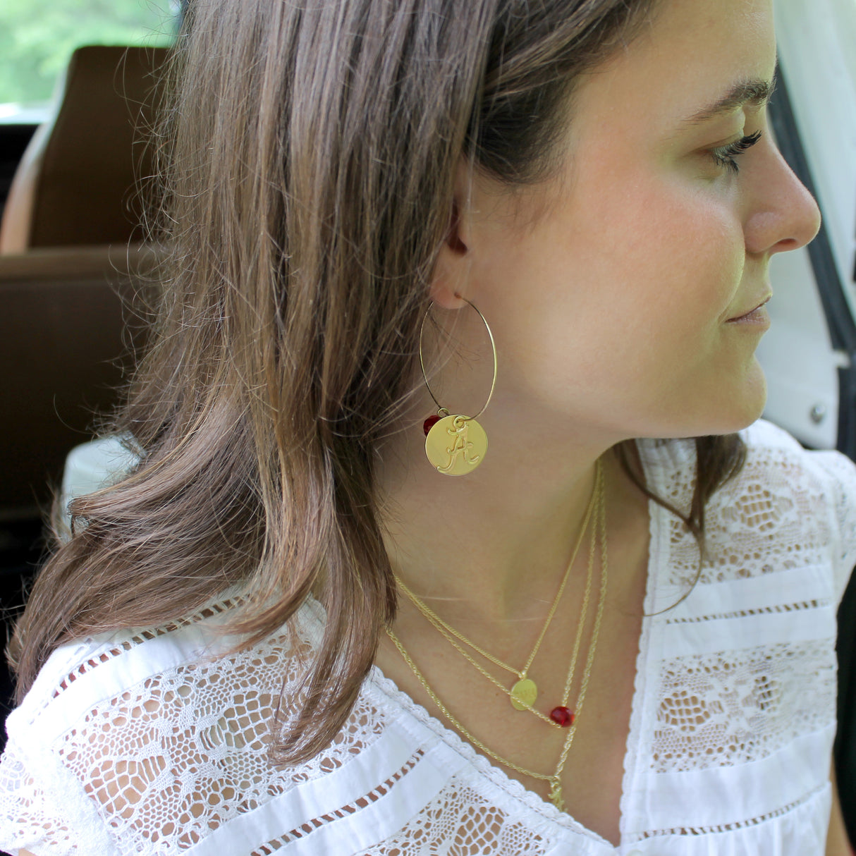 Alabama Matte Gold Logo Hoop Earrings