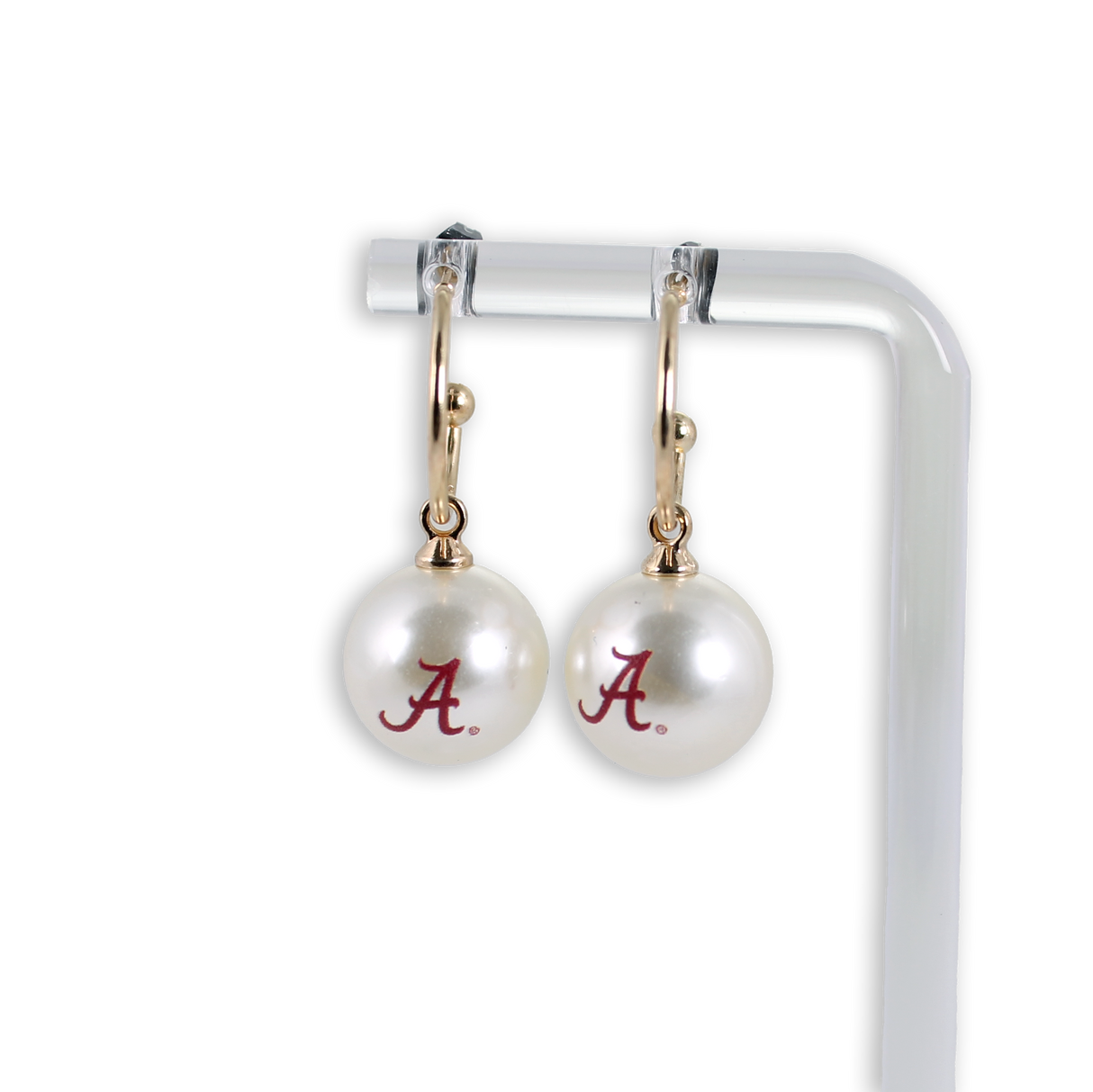 Alabama Logo Pearl Hoop Earrings