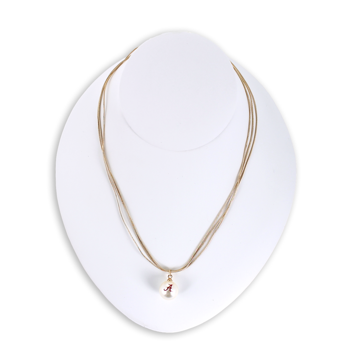 18” Alabama Gold & Pearl Logo 3-Strand Necklace