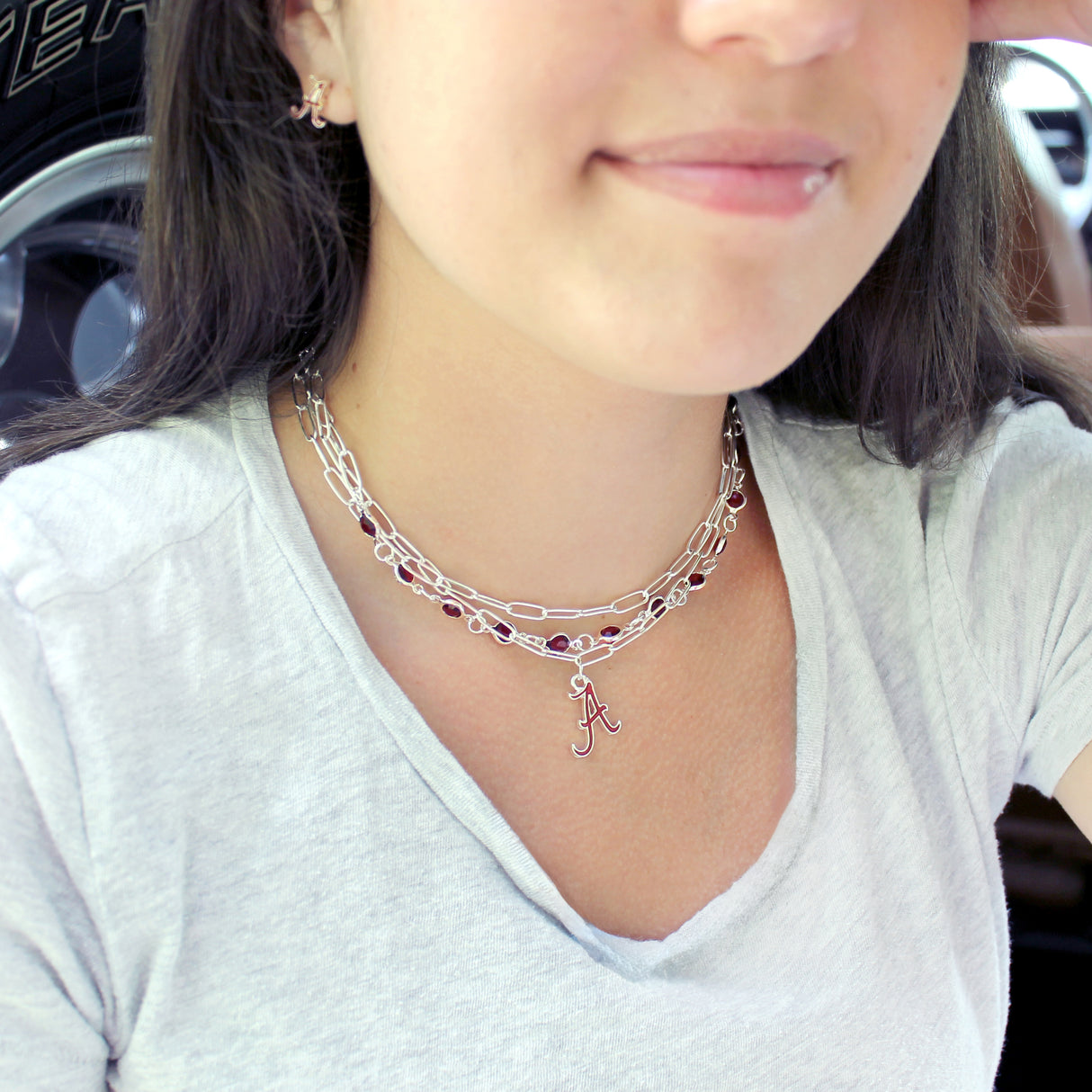 18 - 32” Alabama Paperclip Chain & Enamel Logo Necklace Set