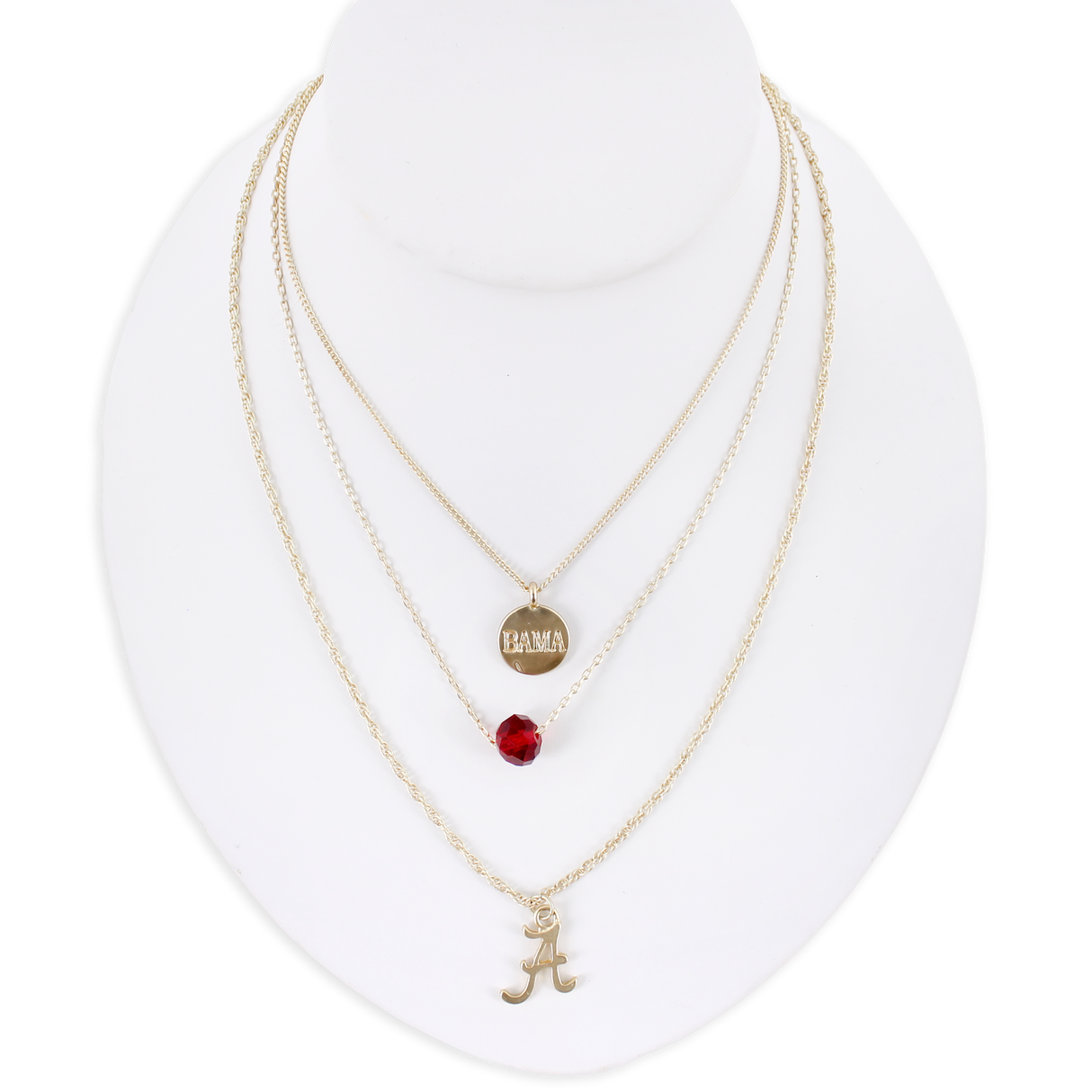 16” - 20” Alabama Matte Gold Logo Trio Necklace Set