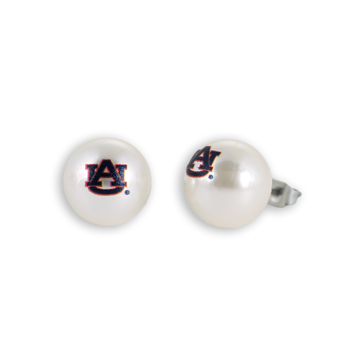 Auburn Logo Pearl Stud Earrings