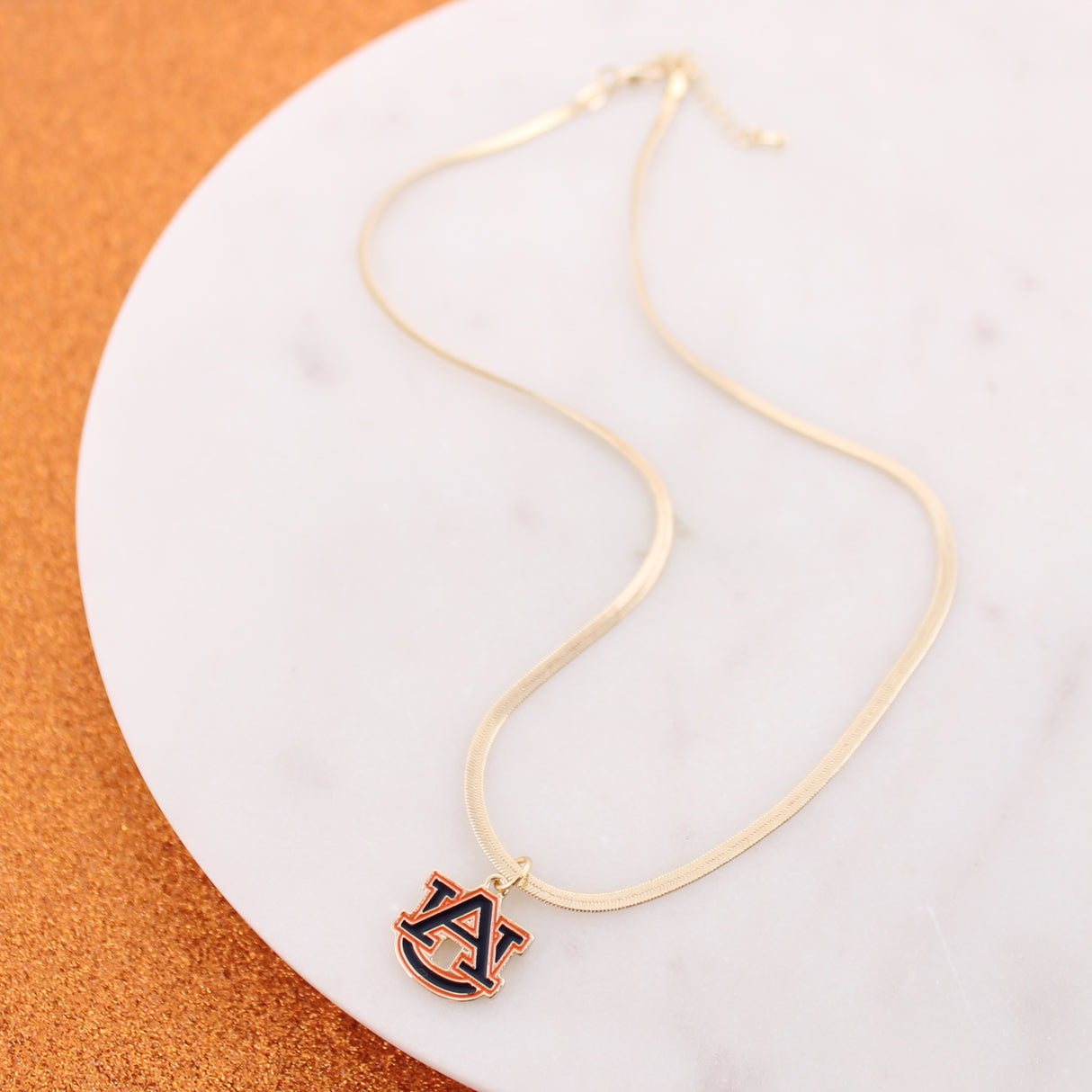 18” Auburn Gold & Enamel Logo Necklace