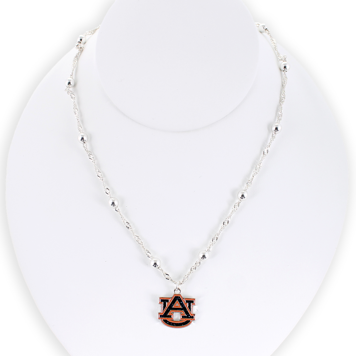 Auburn Glitter Enamel Logo Necklace