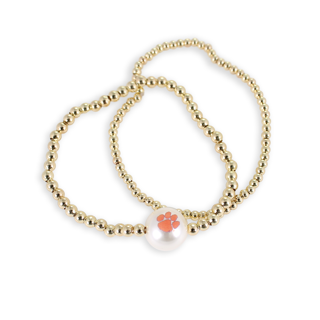 Clemson Gold & Pearl Logo Stretch Bracelet Set