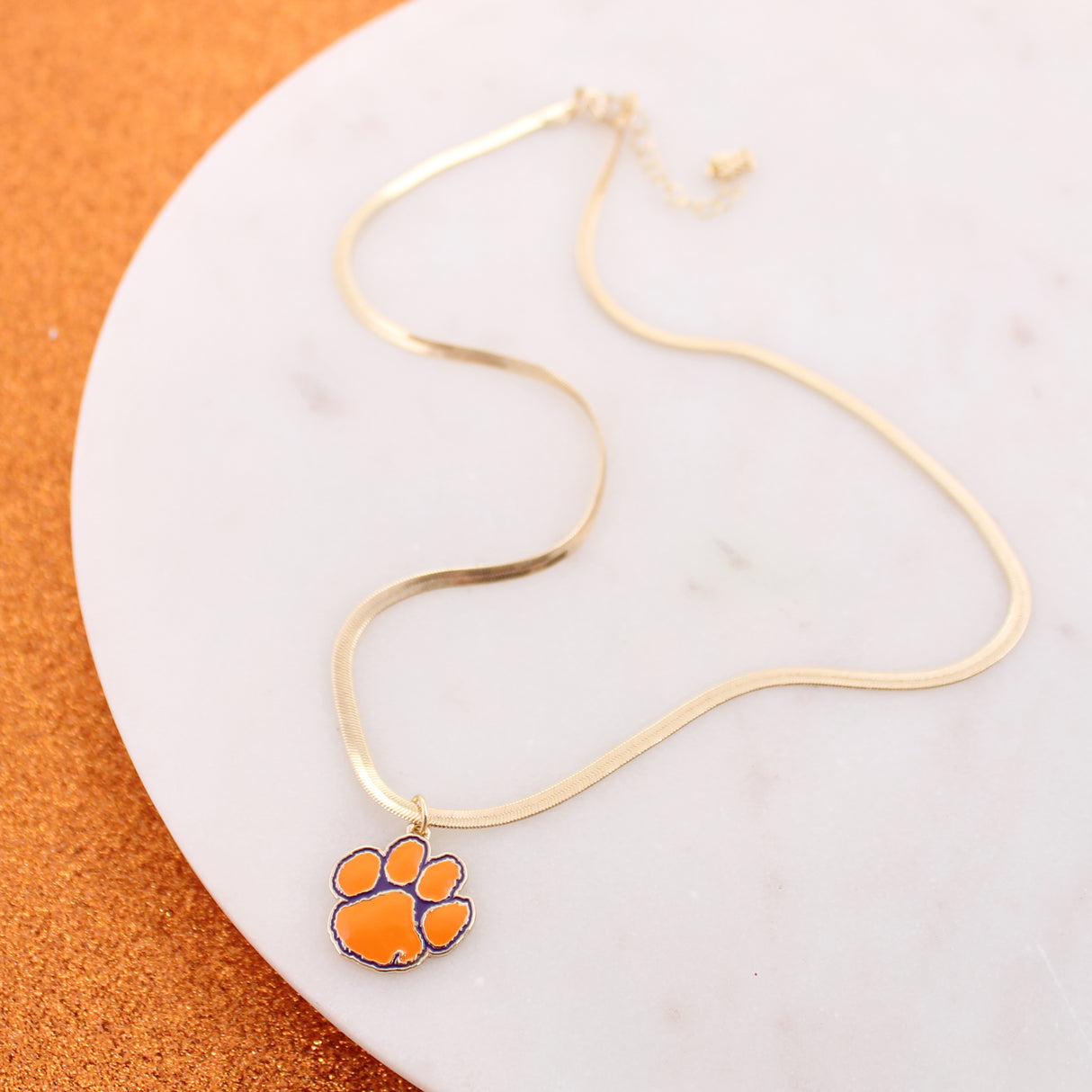 Clemson Gold & Enamel Logo Necklace