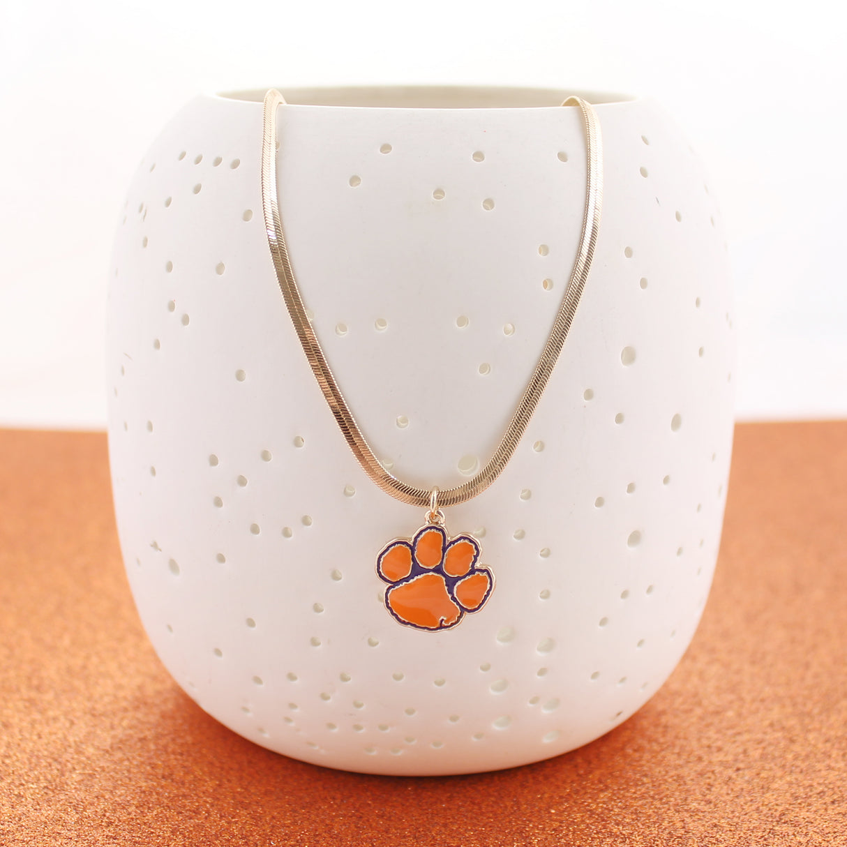 Clemson Gold & Enamel Logo Necklace