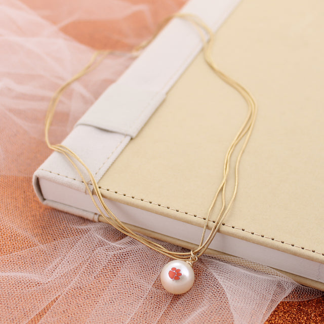 Clemson Gold & Pearl Logo 3-Strand Necklace