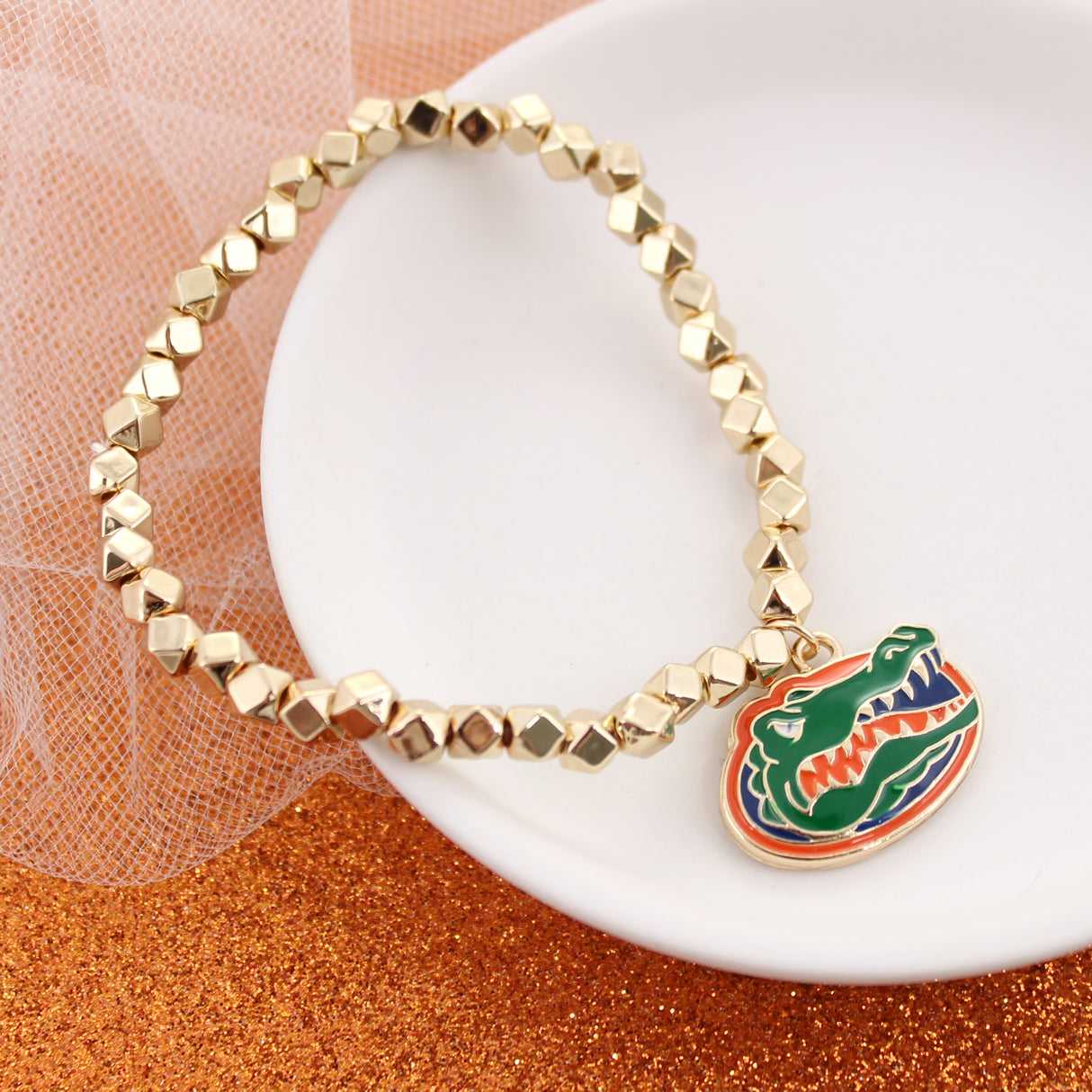 Florida Gold Stretch Bracelet w/Enamel Logo