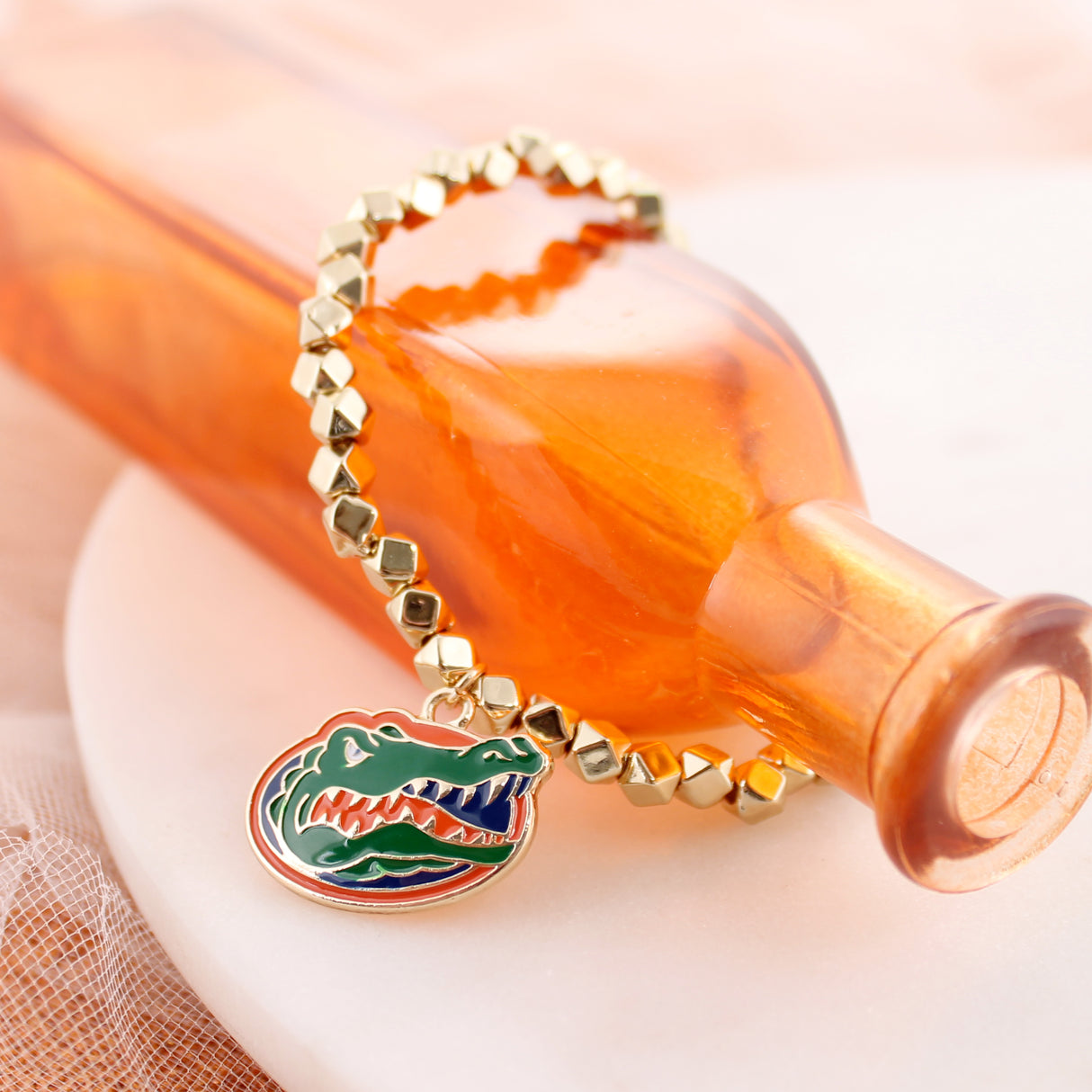 Florida Gold Stretch Bracelet w/Enamel Logo