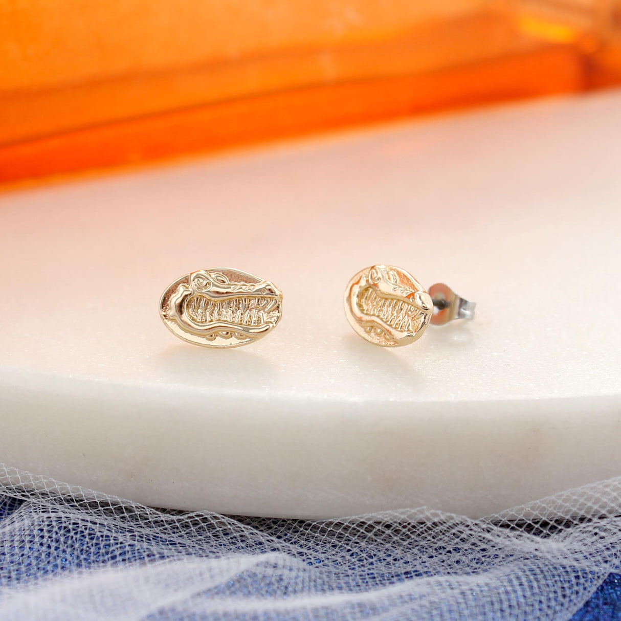 Florida Shiny Gold Logo Stud Earrings