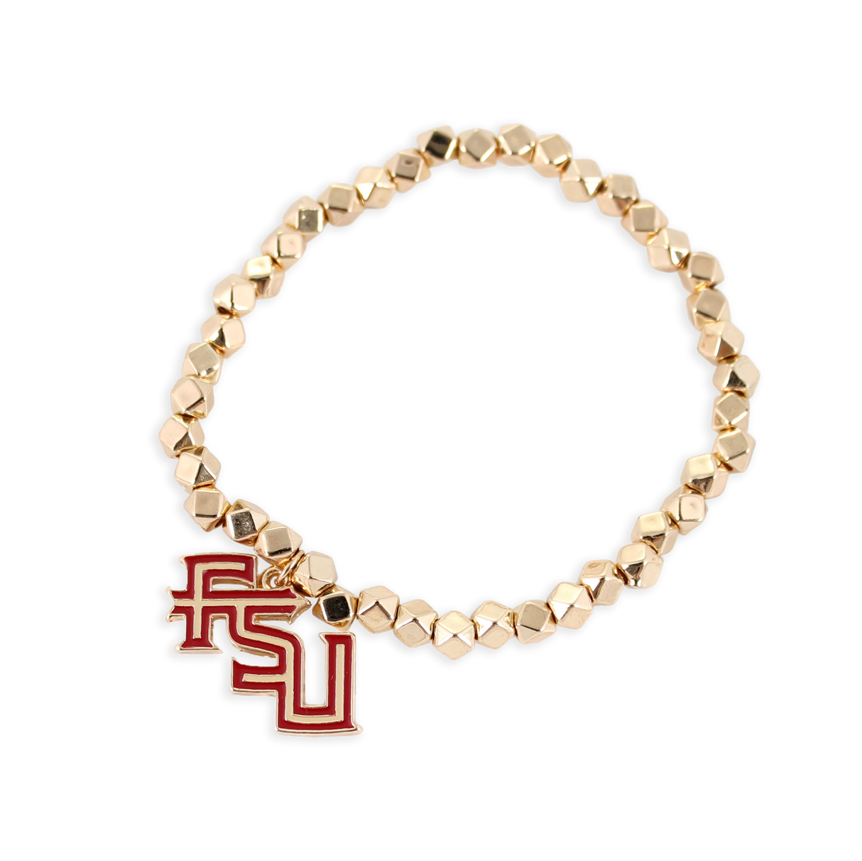 Florida State Gold Stretch Bracelet w/Enamel Logo