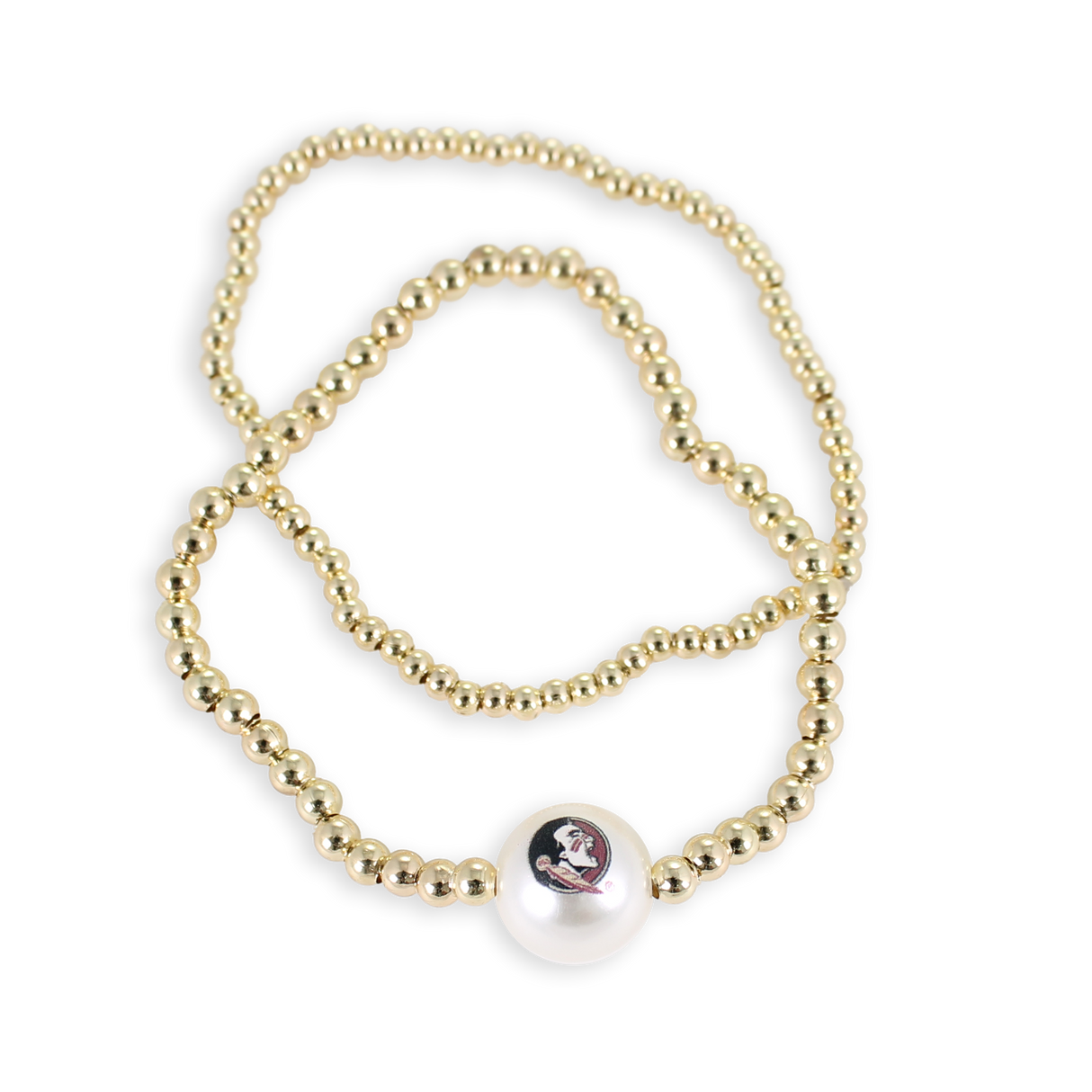 Florida State Gold & Pearl Logo Stretch Bracelet Set