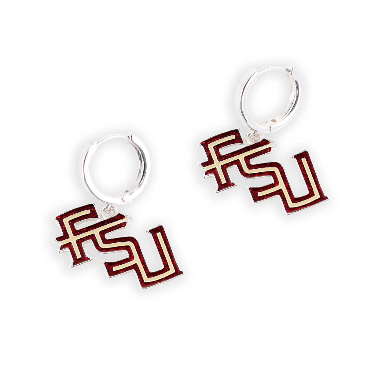 FSU Glitter Enamel Logo Huggie Hoop Earrings