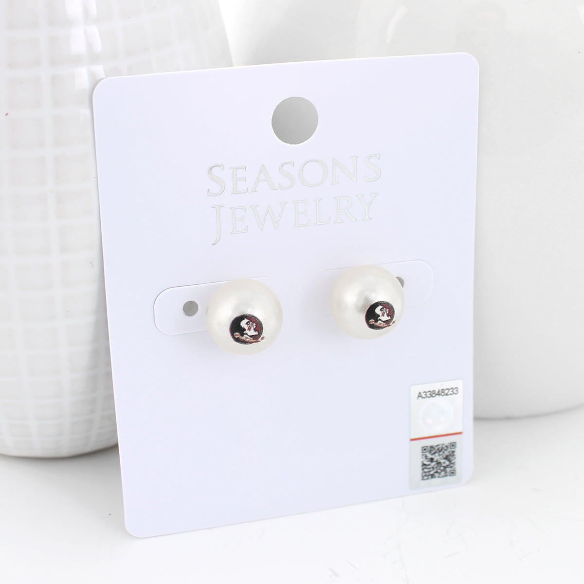 Florida State Logo Pearl Stud Earrings