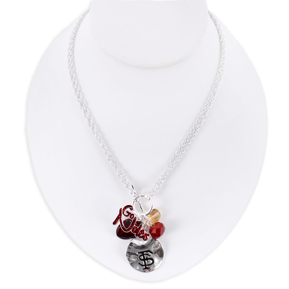 Florida State Logo Disc & Slogan Cluster Convertible Necklace