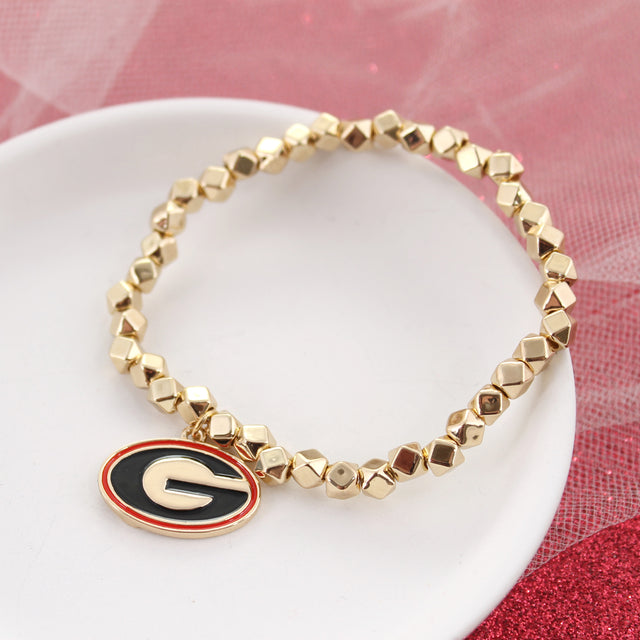 Georgia Gold Stretch Bracelet w/Enamel Logo