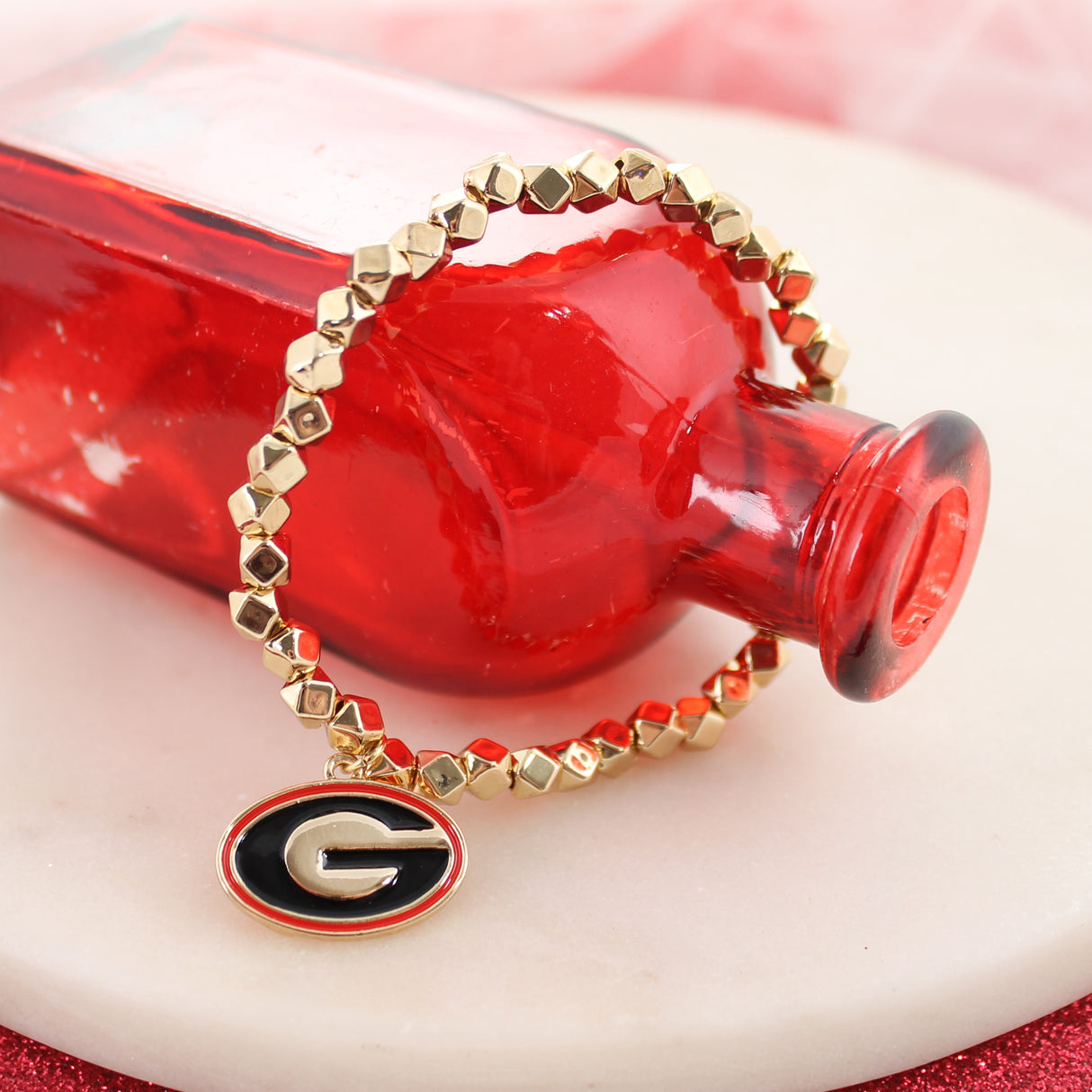 Georgia Gold Stretch Bracelet w/Enamel Logo