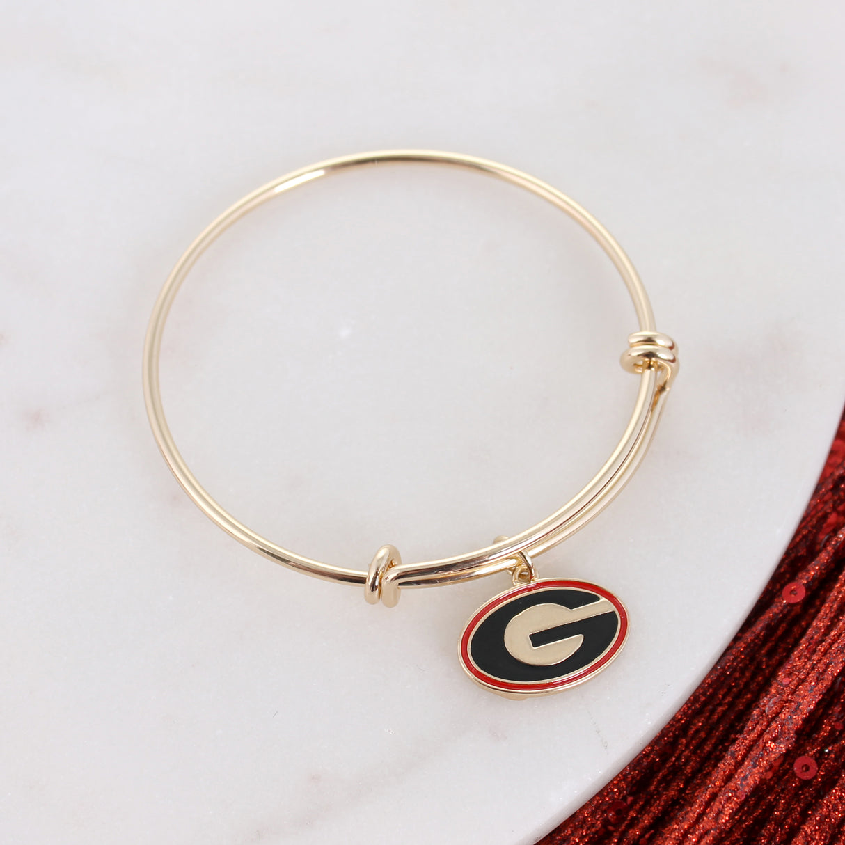 Georgia Gold Wire Bracelet w/ Enamel Logo