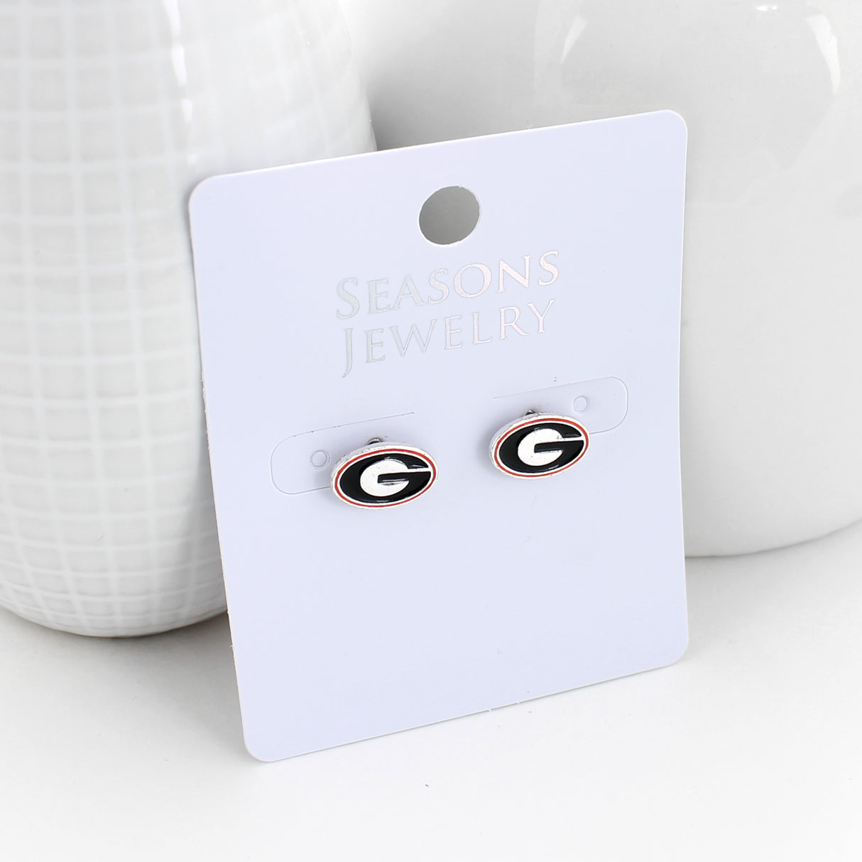 Georgia Enamel Logo Stud Earrings