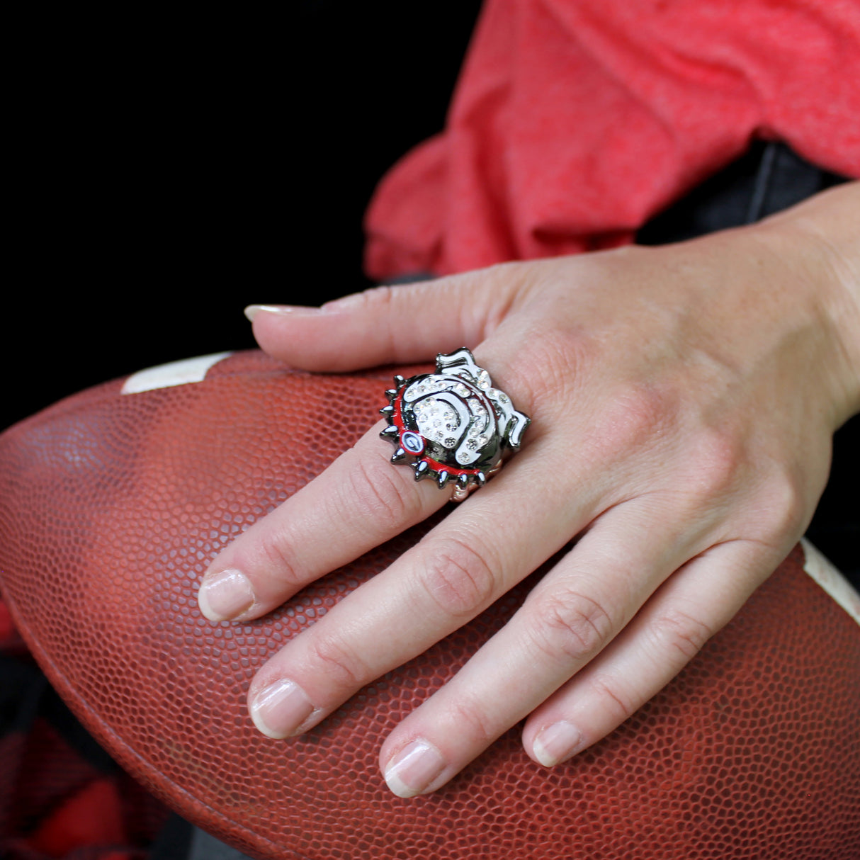 Georgia Bulldogs Crystal Logo Stretch Ring