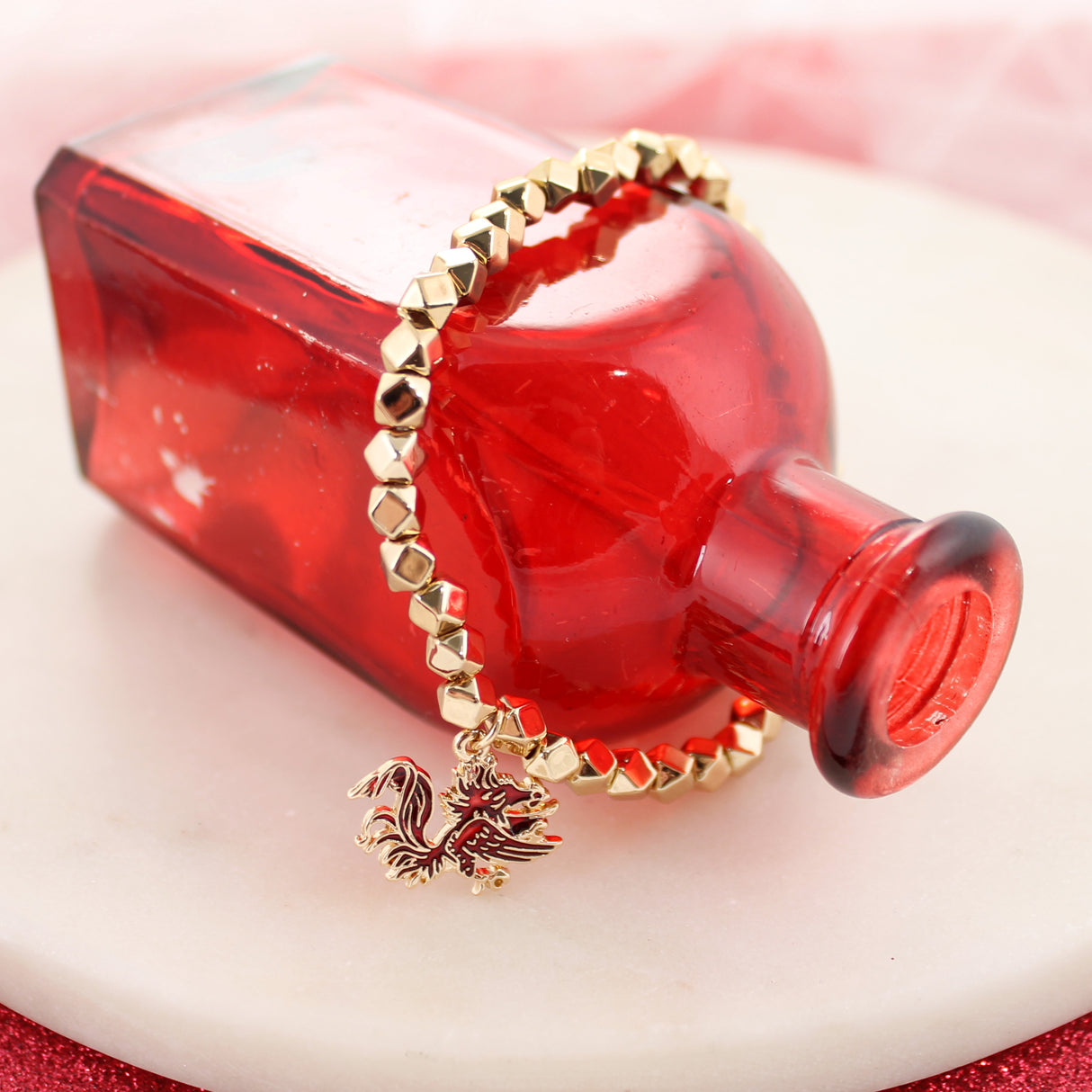 South Carolina Gold Stretch Bracelet w/Enamel Logo