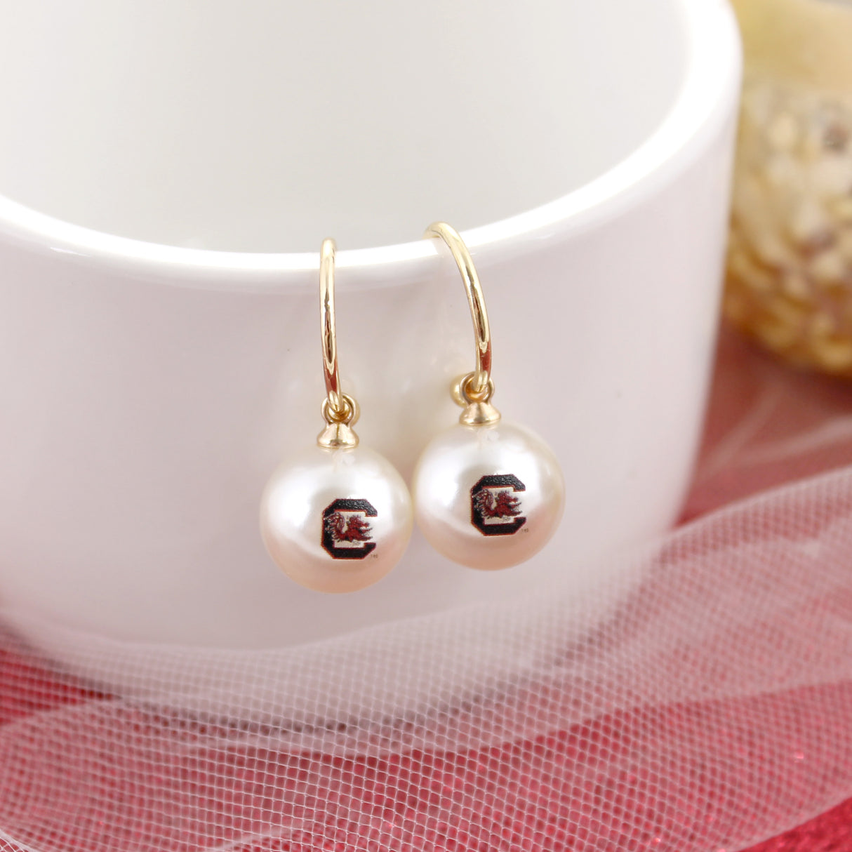 South Carolina Pearl Logo Hoop Earrings