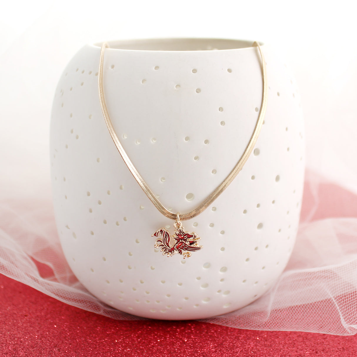 South Carolina Gold & Enamel Logo Necklace