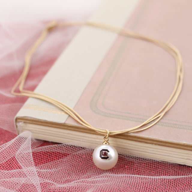 South Carolina Gold & Pearl Logo 3-Strand Necklace
