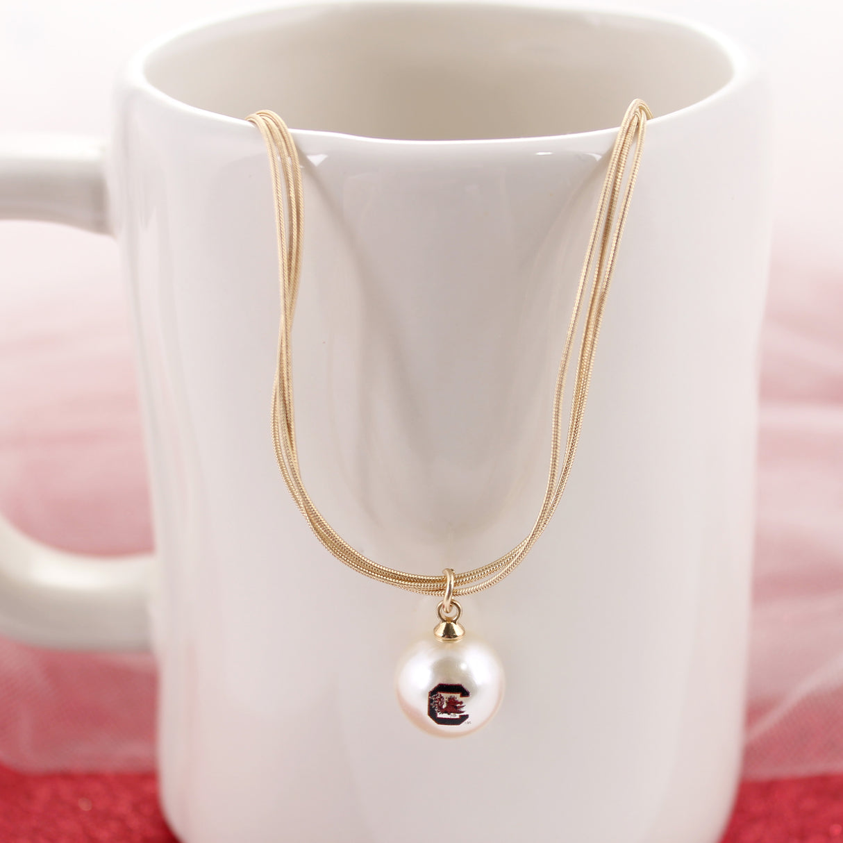 South Carolina Gold & Pearl Logo 3-Strand Necklace