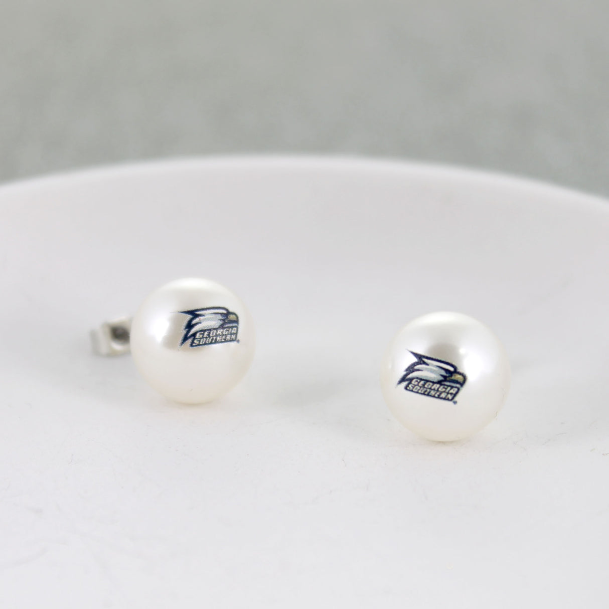 Georgia Southern Logo Pearl Stud Earrings