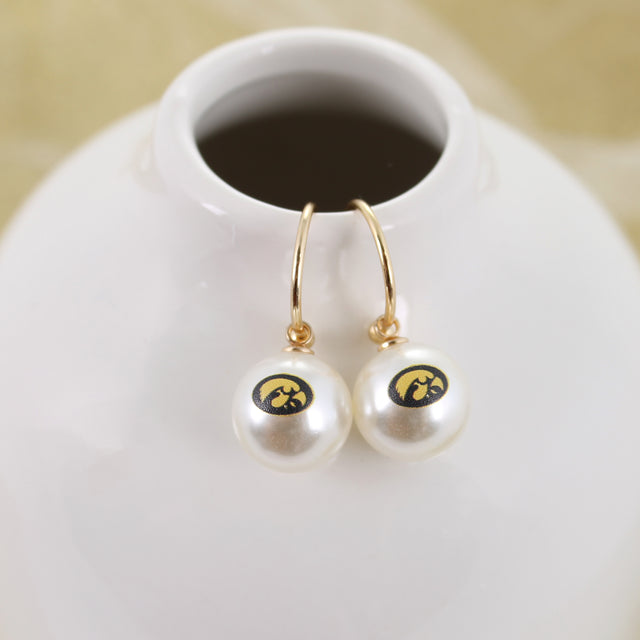 Iowa Pearl Logo Hoop Earrings