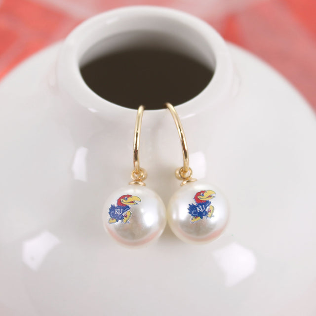 Kansas Pearl Logo Hoop Earrings