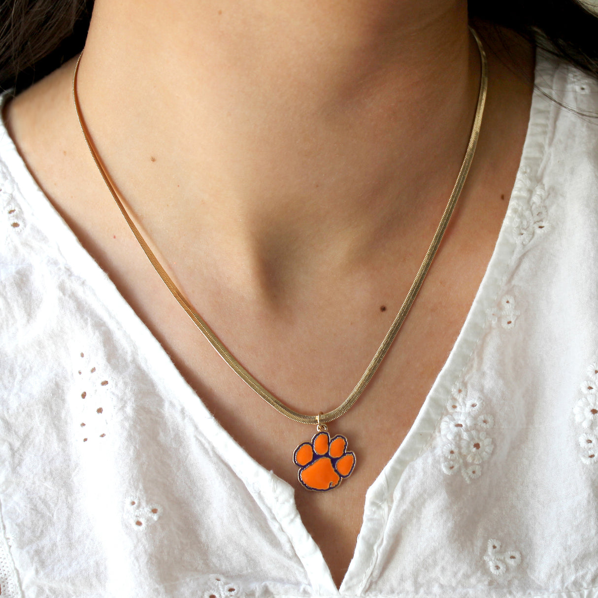 Clemson Gold & Enamel Logo Necklace