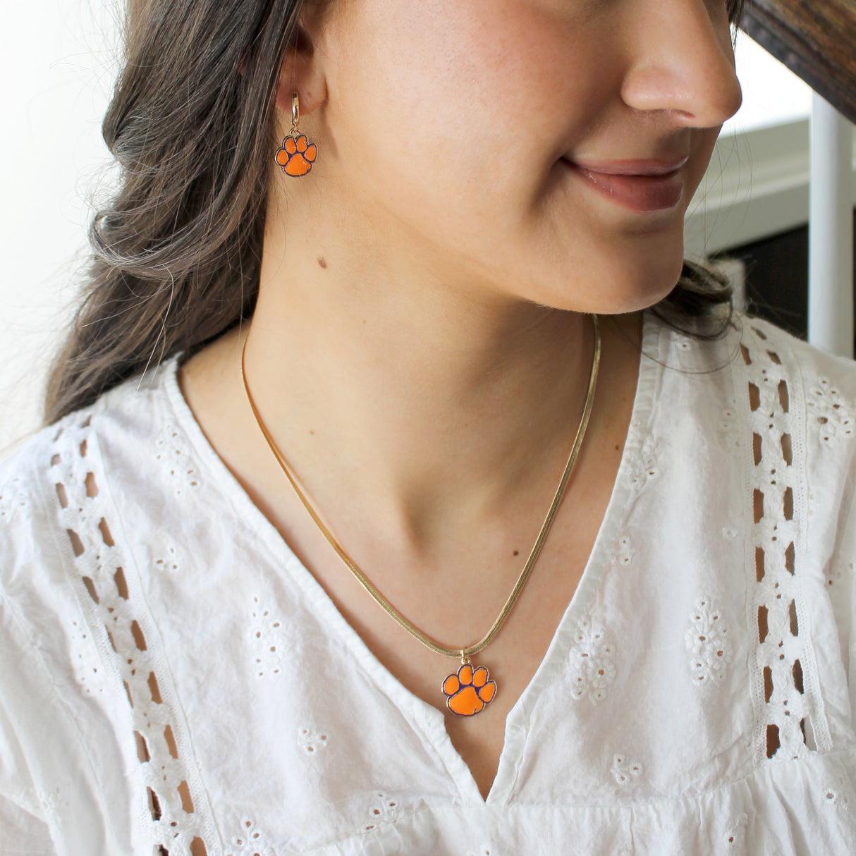 Clemson Gold & Enamel Logo Necklace