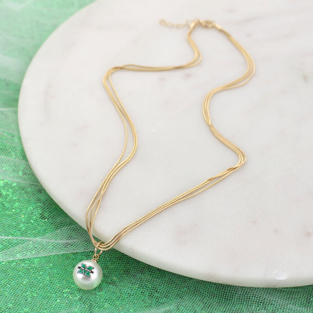 18" Marshall Gold & Pearl Logo 3-Strand Necklace