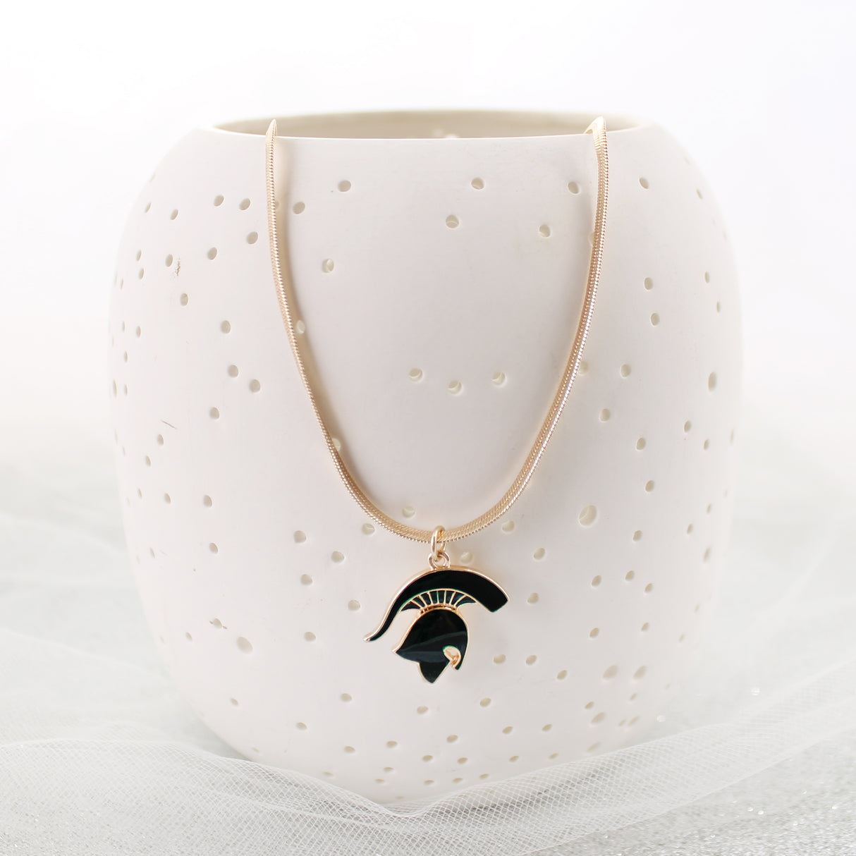 Michigan State Gold & Enamel Logo Necklace