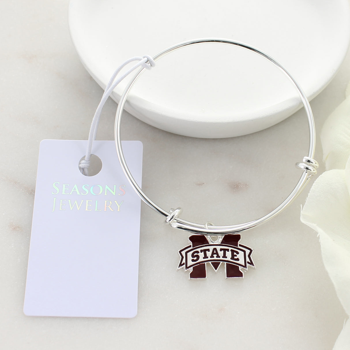 Mississippi State Enamel Logo Wire Bracelet