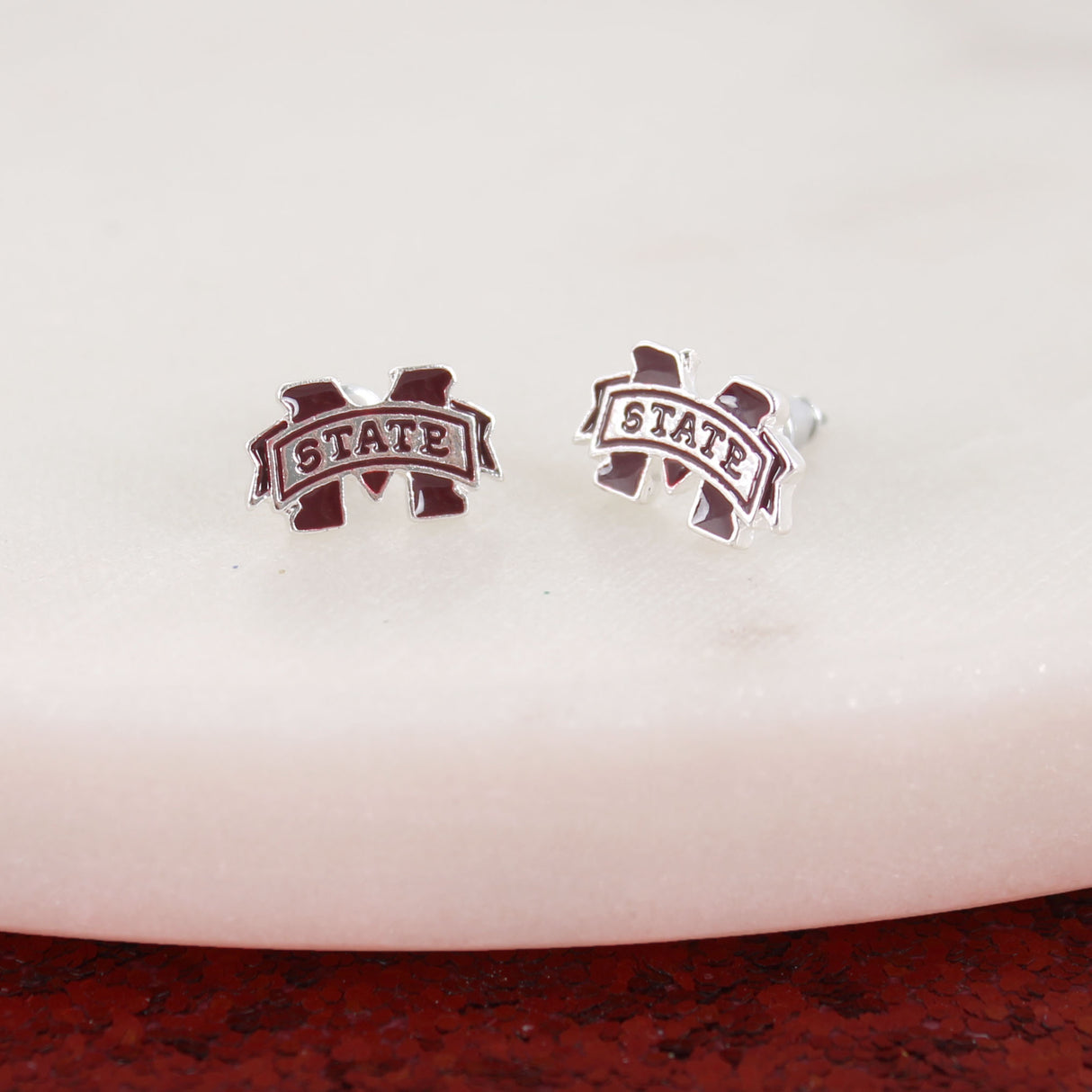 Mississippi State Enamel Logo Stud Earrings