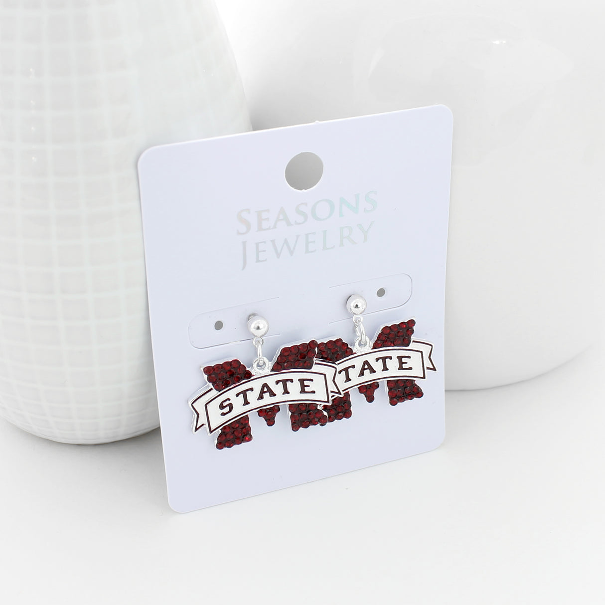 Mississippi State Crystal Logo Earrings